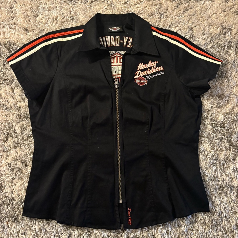 Harley-Davidson Black Jacket with Red and White Accents